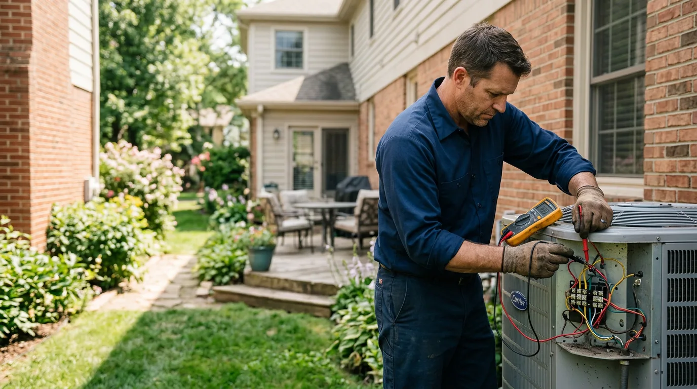 HVAC technician working near Mcloud, OK